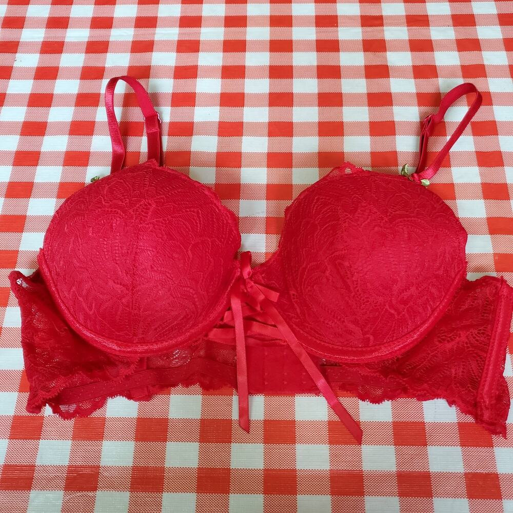 34B women's Lace Corset Style Red Bra